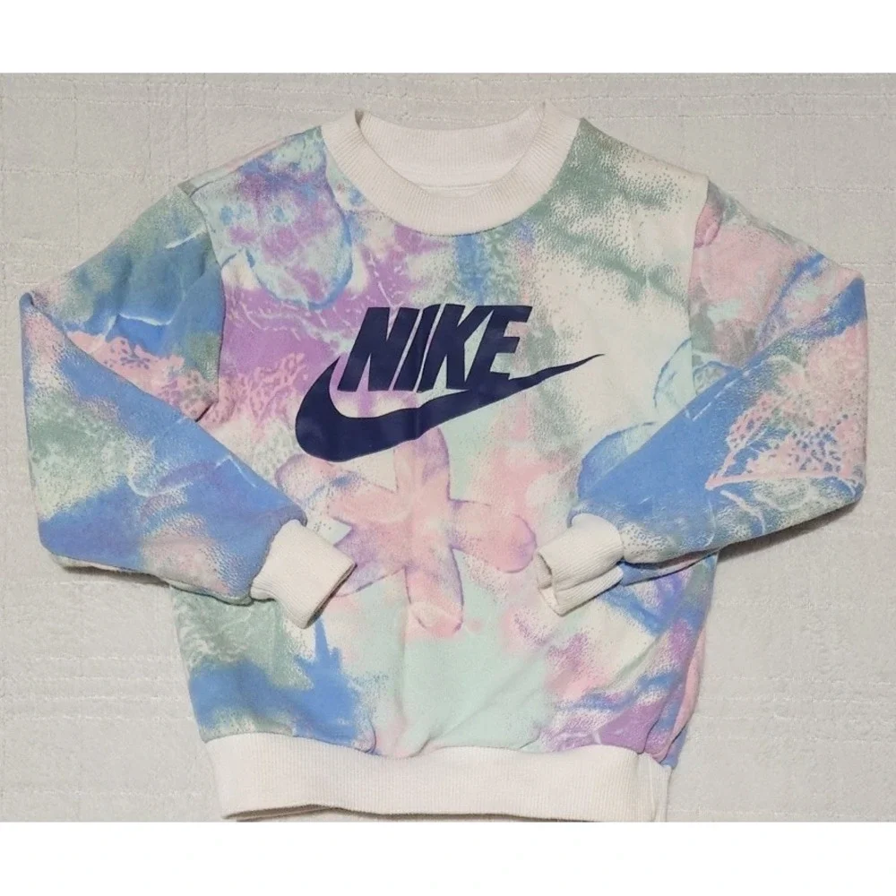 Nike Swoosh Logo Girl's Crew Neck Pullover‎ Sweatshirt Size XS 3-4 Years